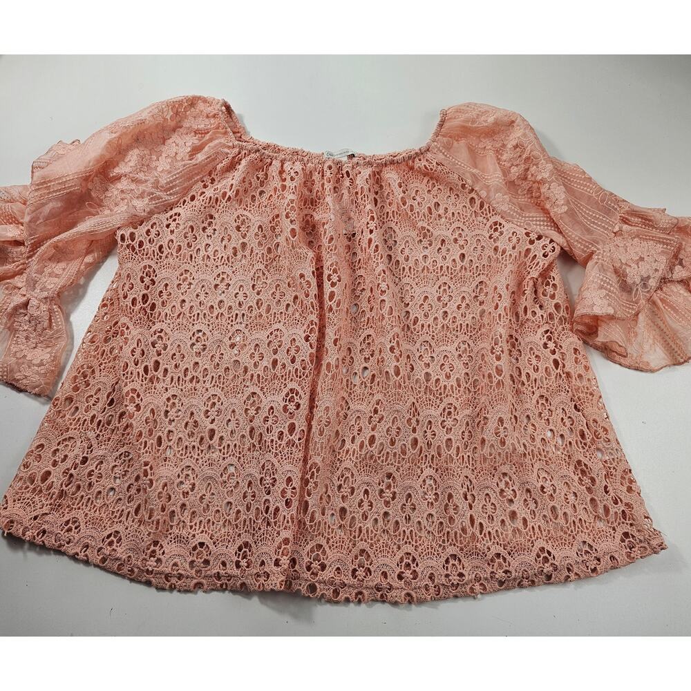 Nwt cato plus size 18 / 20 pink open lace tunic see through layering teacher top - Picture 4 of 9